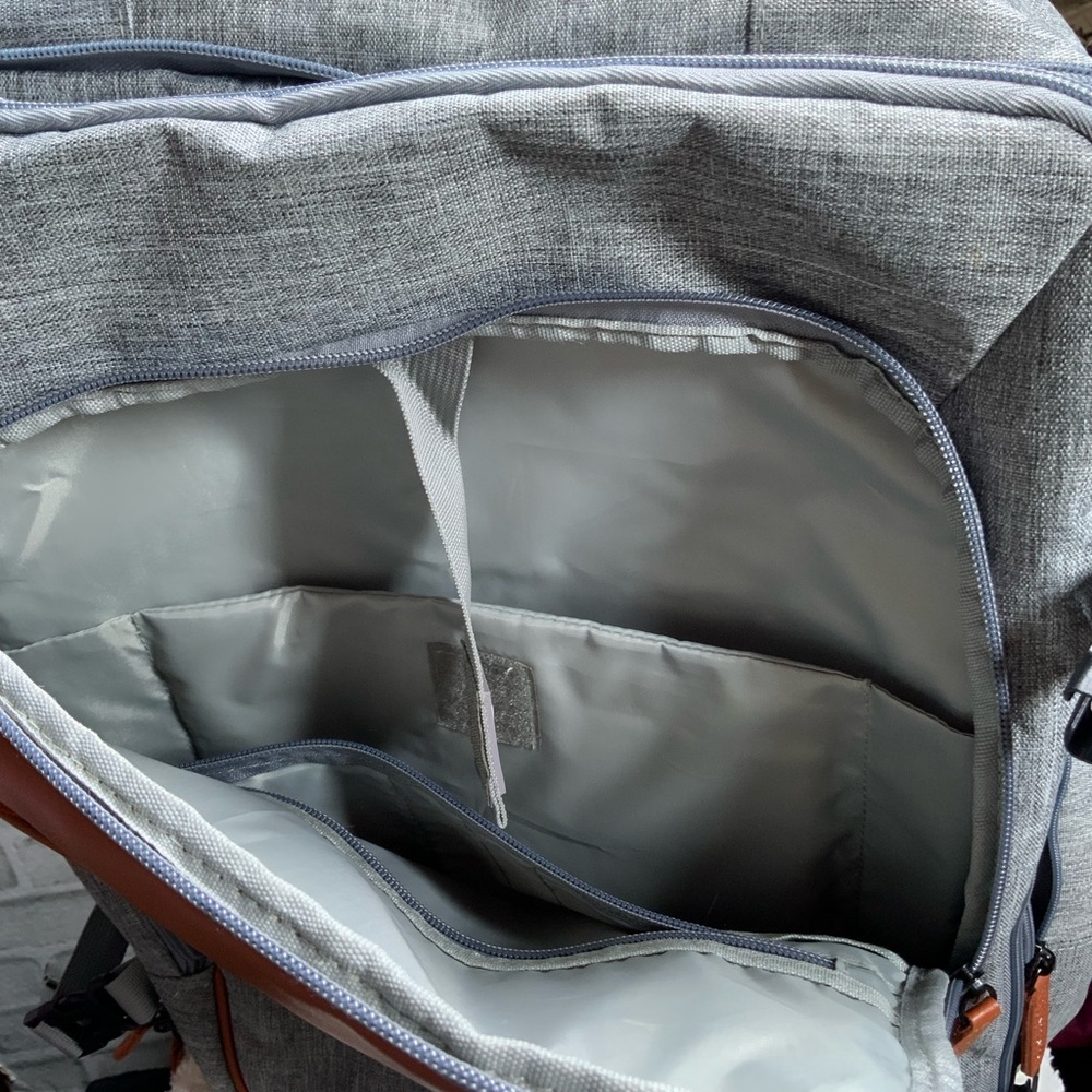 Lux Backpack in Gray with Brown Accents - Picture 3 of 3